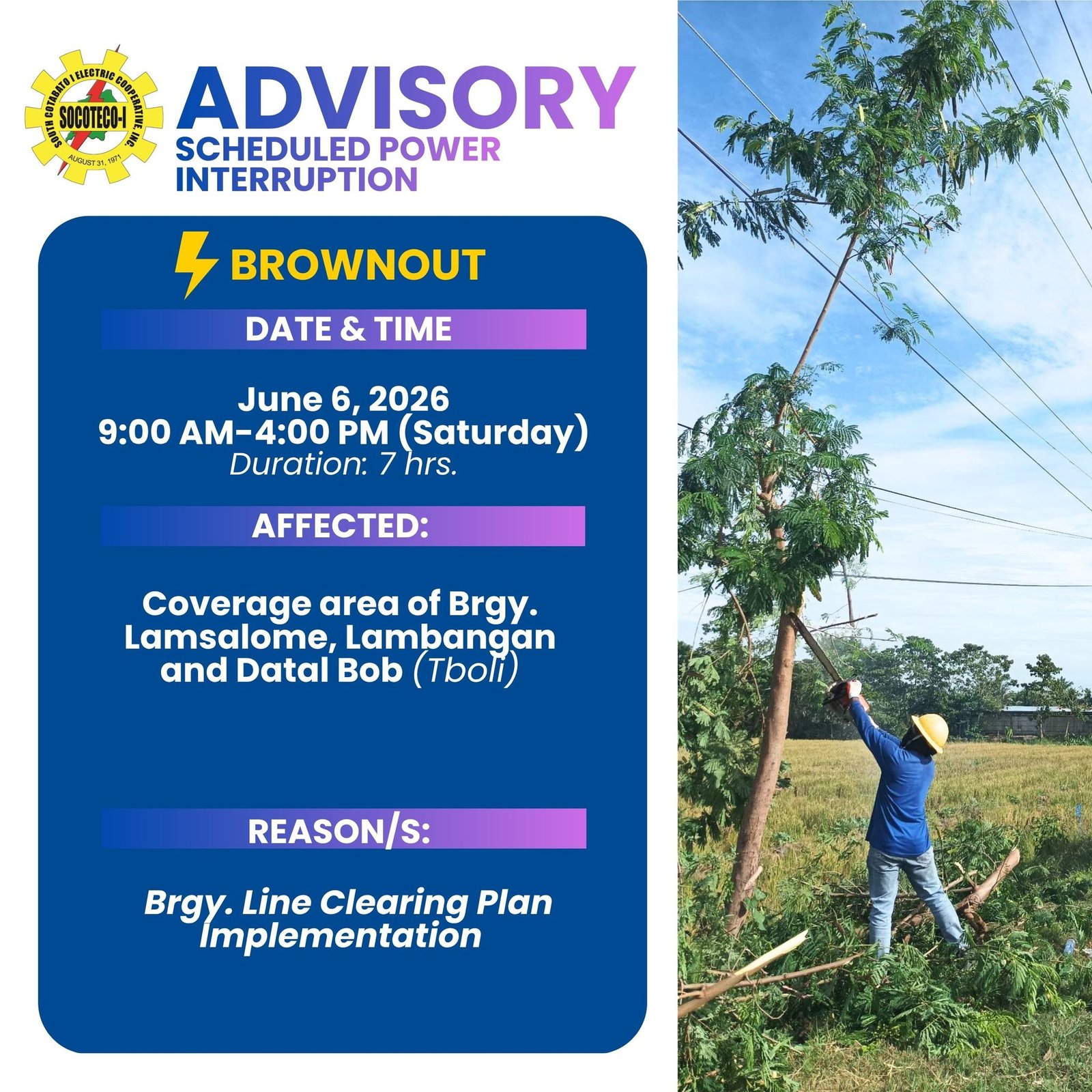 Coverage area of Brgy. Lamsalome, Lambangan and Datal Bob (Tboli)